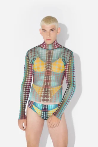 Re-Edition – the Blue Dots Print Mesh Top