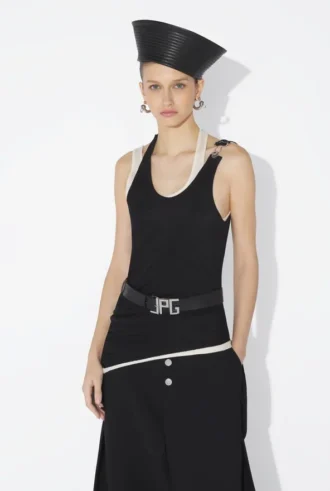 The Black Draped Double Tank Top