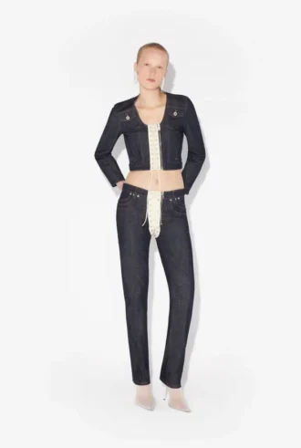 The Contrasting Lace-Up Denim Jeans