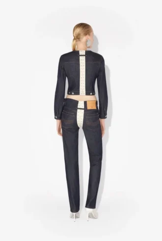 The Contrasting Lace-Up Denim Jeans