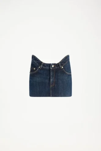 The Curved Denim Mini Skirt