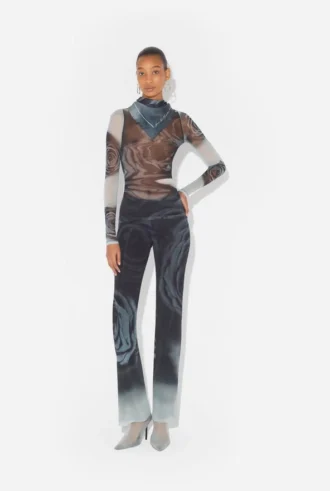 The Gray Blurry Roses Top