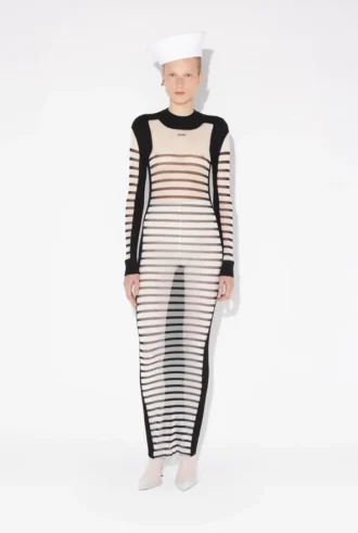 The Long Bi-Material Mariniare Dress