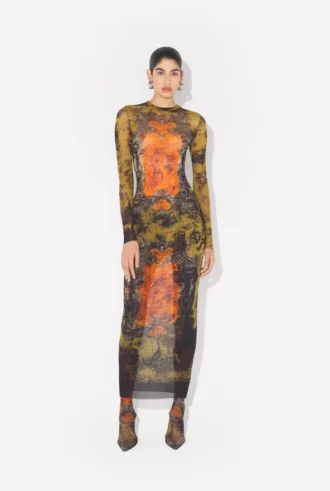 The Long Khaki Madaillon Dress