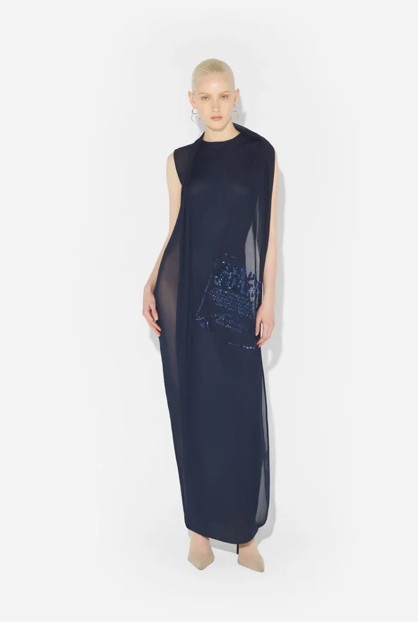 The Long Navy Embroidered Dress The Long Navy Embroidered Dress