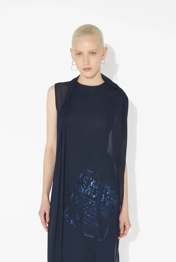 The Long Navy Embroidered Dress The Long Navy Embroidered Dress