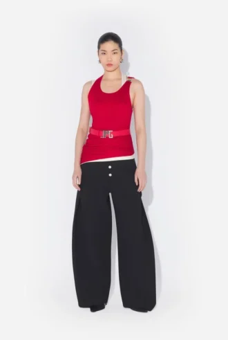 The Red Draped Double Tank Top