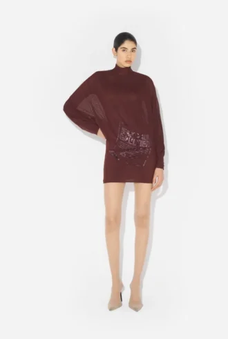 The Short Burgundy Embroidered Dress
