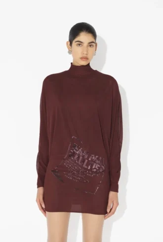 The Short Burgundy Embroidered Dress