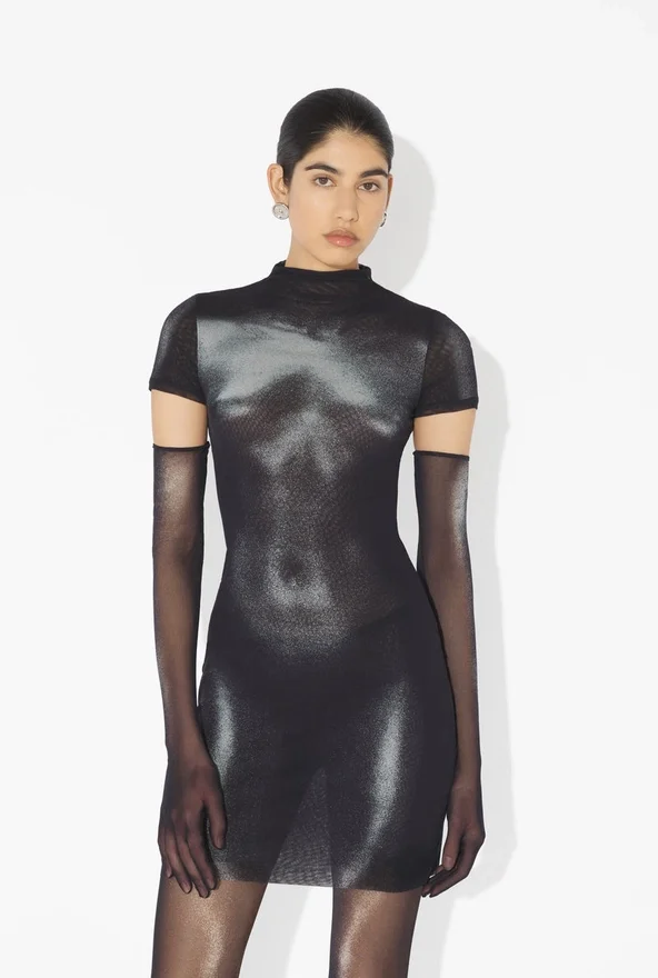 The Short Silver Body Dust Dress The Short Silver Body Dust Dress